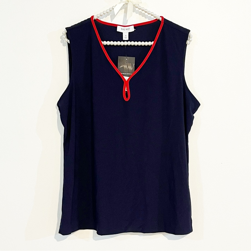 Nine West Nautical Sleeveless Blouse NWT